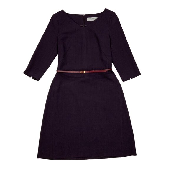 MM. LaFleur Alexandra Dress 4 Claret 3/4 Sleeve A-Line Belted Mini V-Neck - Picture 12 of 12